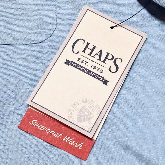 NWT Chaps Seacoast Wash Sky Blue 100% Cotton Comfort Button Shirt - Mens Size XL - Picture 3 of 7